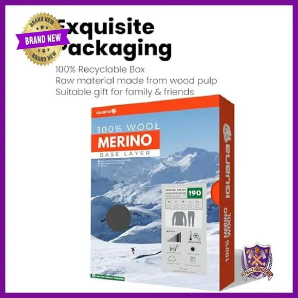 Merino Wool Base Layer Set - Thermal Underwear for Ski & Winter - Picture 7 of 7